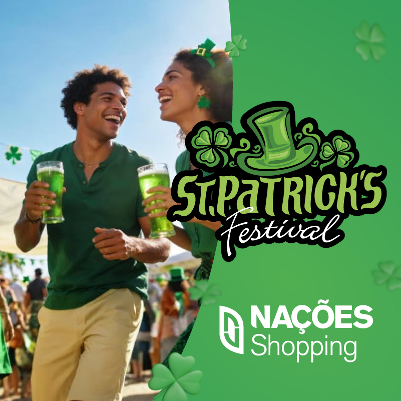 St. Patrick’s Day no Nações Shopping terá música ao vivo e chopp verde em Criciúma