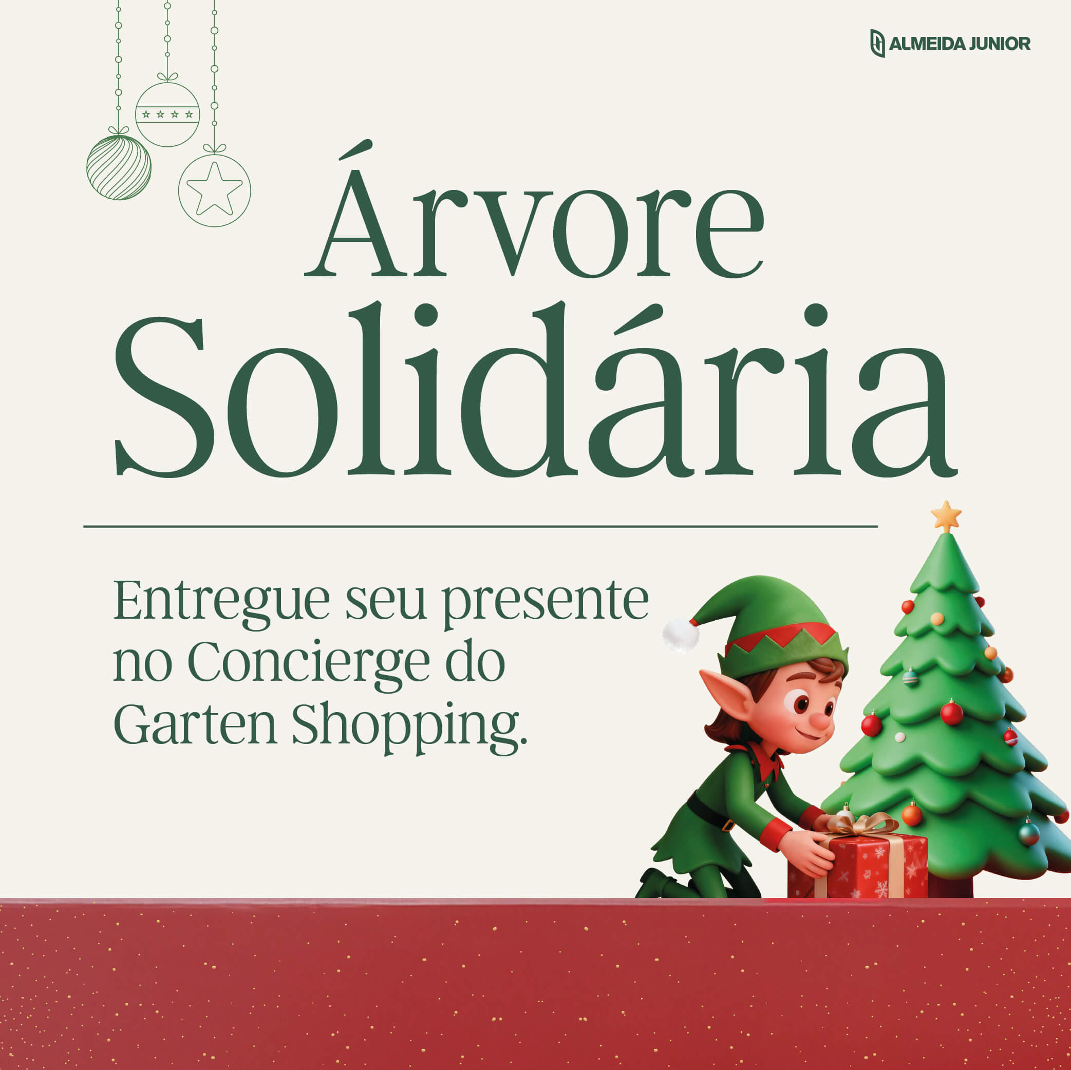 Campanha Árvore Solidária no Garten Shopping convida clientes a doarem presentes de Natal para crianças em Joinville