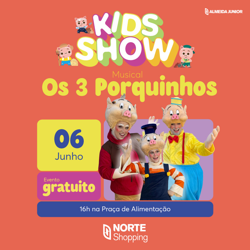 Musical “Os Três Porquinhos” chega ao Norte Shopping com evento gratuito