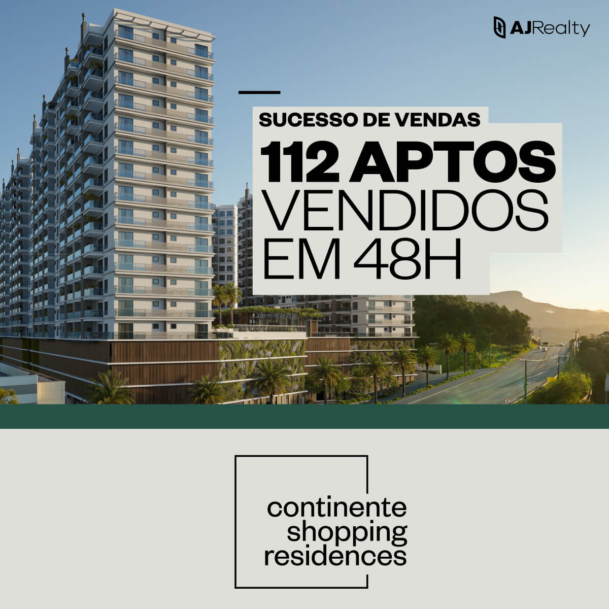 Continente Shopping Residences registra sucesso de vendas com 112 apartamentos comercializados em apenas 48 horas