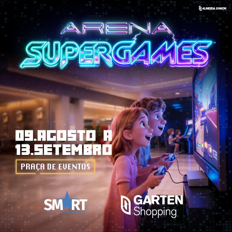 Arena Super Games chega ao Garten Shopping com atrações interativas e consoles clássicos