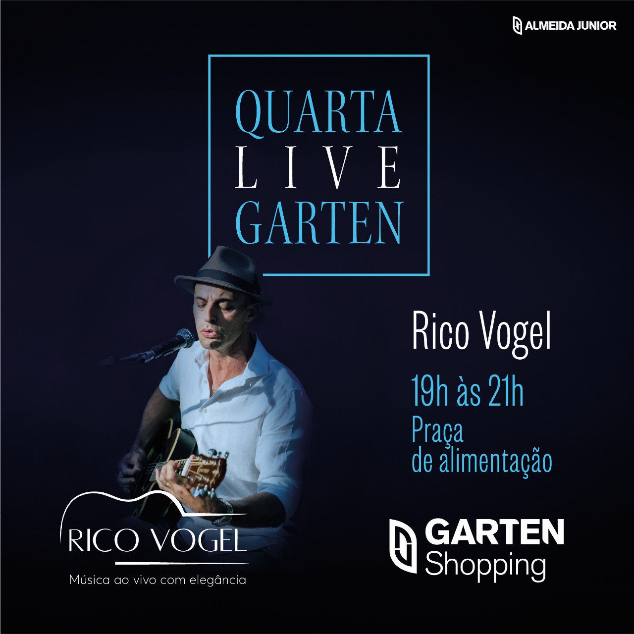 Garten Shopping segue com “Quarta Live” e traz Rico Vogel para animar a noite com pop/rock, reggae e surf music