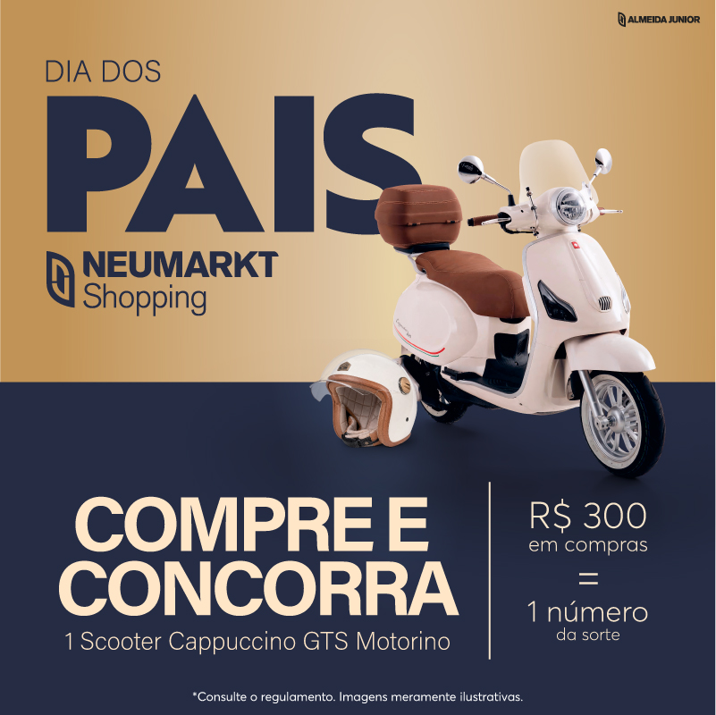 Dia dos Pais ganha charme italiano com sorteio de scooters Motorino pelo Neumarkt Shopping