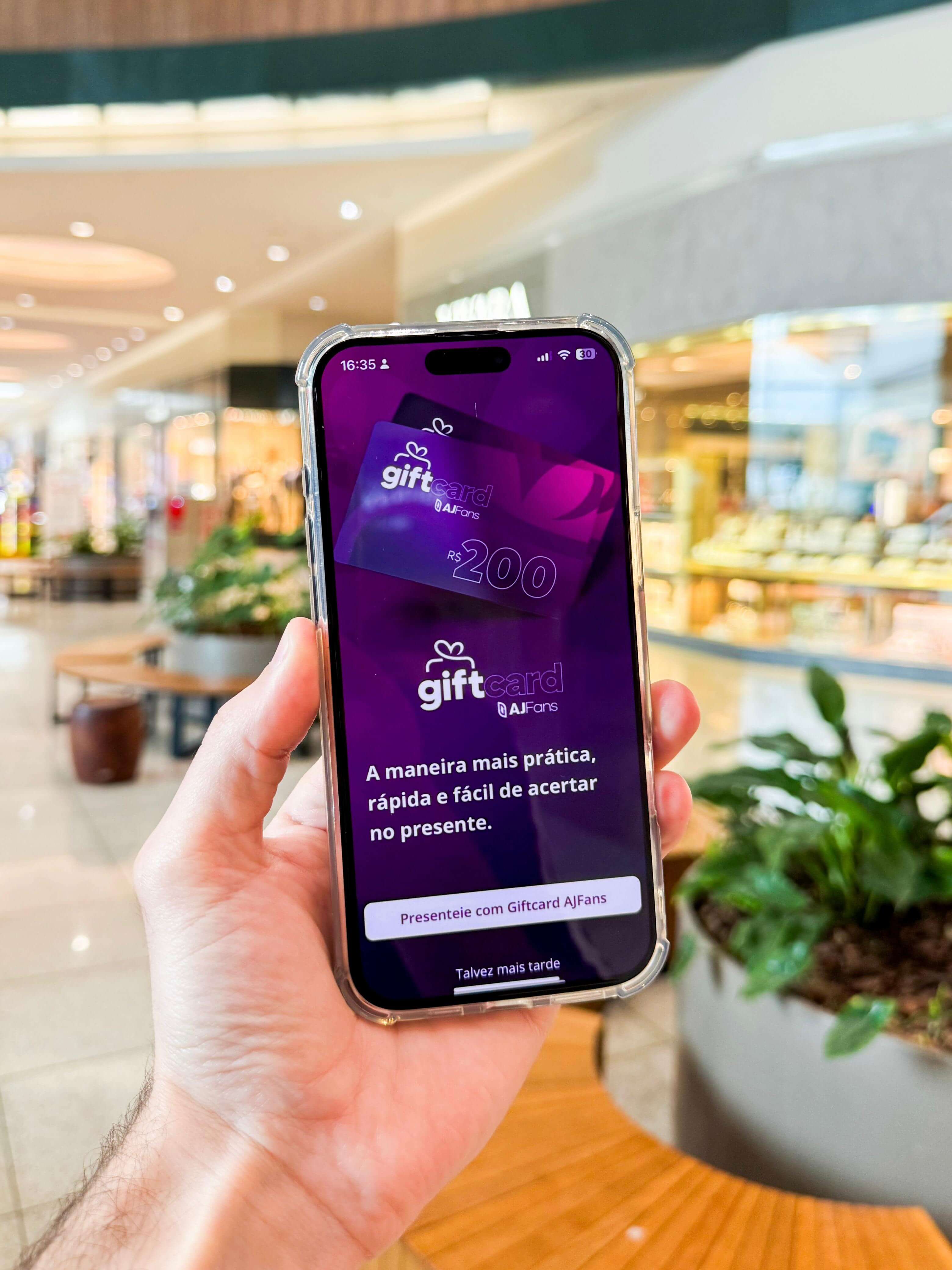 Continente Shopping lança projeto inédito de gift card digital por meio de aplicativo dos shoppings, o AJFans