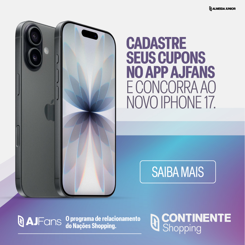 Nações Shopping sorteia iPhone de última geração para clientes cadastrados no AJ Fans